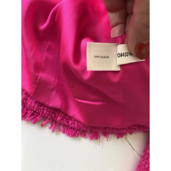 Boston Proper Blazer Women 10 Pink Tweed Barbie Preppy Old Money Cropped - Picture 9 of 9